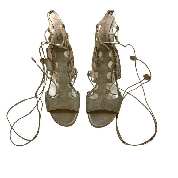 Etro Suede & Leather Tan Taupe Gladiator Lace Up Sandals Flats 37 / 7 - Picture 2 of 8